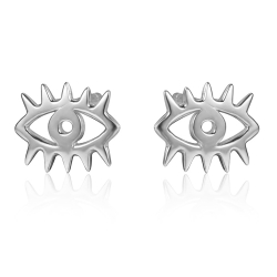 Silver Earrings Eye Earrings - 8 mm