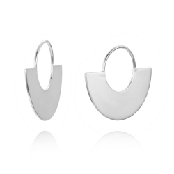 Boucles D'Oreilles Argent Lisse Boucles d'oreilles Demi-Cercle - 33 x 22 mm