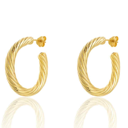 Silver Earrings Twisted Earrings - Semi Hoop 30 mm - Gold Plated and Silver