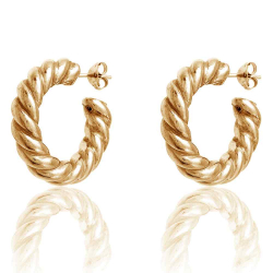 Silver Earrings Twisted Earrings - Semi Hoop 25 mm - Gold Plated and Silver