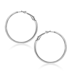 Ohrringe Glattes Silber Creolen - 24, 29 und 34 mm - Vergoldet und rhodiniertes Silber