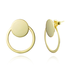 Silver Earrings Earjacket Earrings - 23mm Hoop - Gold Plated and Rhodium Silver