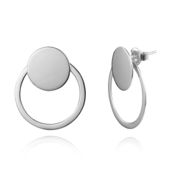 Boucles D'Oreilles Argent Lisse Boucles d'oreilles Earjacket - Anneau 23 mm - Dorure Or et Argent Rhodié