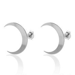 Pendiente Plata Lisa Pendientes Luna - 20 mm