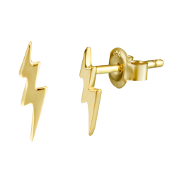 Pendiente Plata Lisa Pendientes Rayo - 9 mm - Bañado Oro y Plata Rodiada