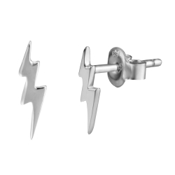 Pendiente Plata Lisa Pendientes Rayo - 9 mm - Bañado Oro y Plata Rodiada