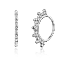 Silver Earrings Balls Hoop Earrings - 13 mm