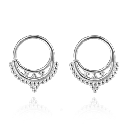 Silver Earrings Balls Hoop Earrings - 13 mm