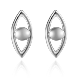 Silver Earrings Eye Earrings - 4 mm