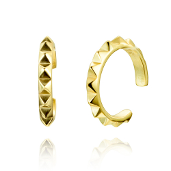 Pendiente Plata Lisa Pendientes Earcuff - Triangulos 10 mm - Bañado Oro y Plata Rodiada