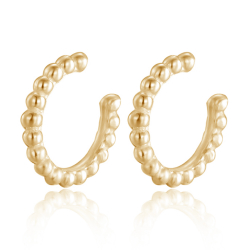 Pendiente Plata Lisa Pendientes Earcuff - Bolas 9.5 mm - Bañado Oro y Plata Rodiada