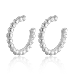 Ohrringe Glattes Silber Ohrringe Ear Cuff - Kugeln 9,5 mm - Vergoldet und rhodiniertes Silber