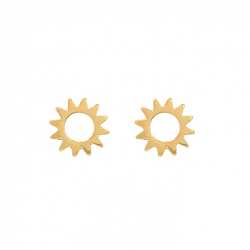 Silver Earrings Sun Earrings - 6 mm - Gold Plated and Rhodium Silver