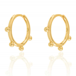 Silver Earrings Balls Hoop Earrings -  1250mm, 13,50mm - Gold Plated and Rhodium Silver