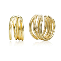 Pendiente Plata Lisa Pendientes Earcuff - 9 mm - Bañado Oro y Plata Rodiada