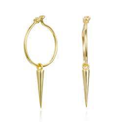 Silver Earrings Spike Hoop Earrings - 28 mm