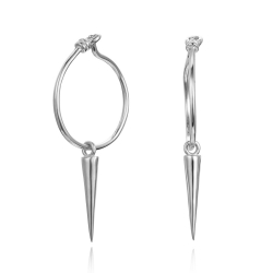 Boucles D'Oreilles Argent Lisse Boucles d'oreilles Anneau Pique - 28 mm