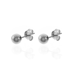 Pendiente Plata Lisa Pendientes Bola - 4 mm - 5 Pares