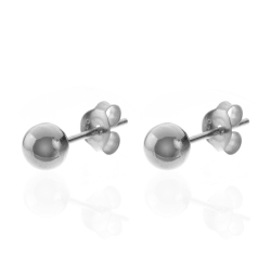 Pendiente Plata Lisa Pendientes Bola - 6 mm - 5 Pares