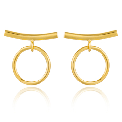 Pendiente Plata Lisa Pendientes Palo Circulo - 22 mm
