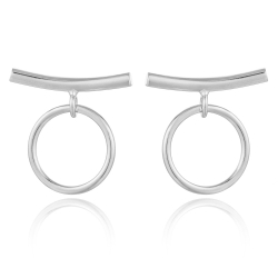 Pendiente Plata Lisa Pendientes Palo Circulo - 22 mm