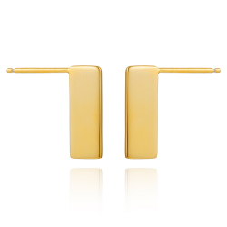 Pendiente Plata Lisa Pendientes Placa Rectangulo - 15 mm