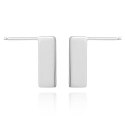 Pendiente Plata Lisa Pendientes Placa Rectangulo - 15 mm