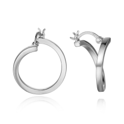 Silver Earrings Hoop Earrings - 19 mm - Rhodium Silver