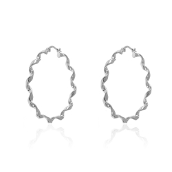 Silver Earrings Twisted Hoop Earrings - 20 mm