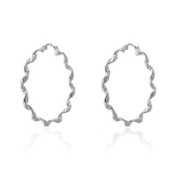 Silver Earrings Twisted Hoop Earrings - 25 mm