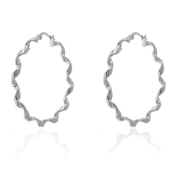 Silver Earrings Twisted Hoop Earrings - 31 mm