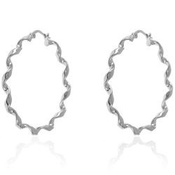 Boucles D'Oreilles Argent Lisse Boucles d'oreilles Anneau Torsadé - 36 mm