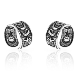 Pendiente Plata Lisa Pendienets Earcuff Luna - 9 mm