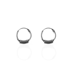 Silver Earrings Bali Circles Earrings - 10 mm - 5 Pairs