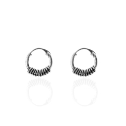 Silver Earrings Bali Circles Earrings - 10 mm - 5 Pairs