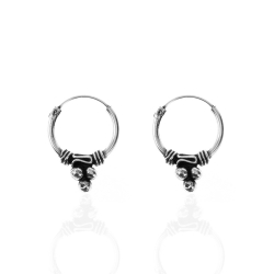 Silver Earrings Bali 3 Balls Earrings - 12 mm - 5 Pairs