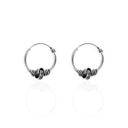 Silver Earrings Circles Bali Earrings - 12 mm - 5 Pairs