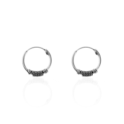 Silver Earrings Springs Bali Earrings - 14 mm - 5 Pairs