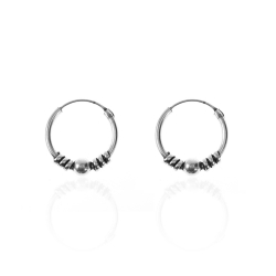 Silver Earrings Ball Bali Earrings - 16 mm - 5 Pairs