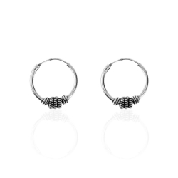 Pendiente Plata Lisa Pendientes Bali Muelle - 16 mm - 5 Pairs