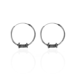 Pendiente Plata Lisa Pendientes Bali Muelle - 20 mm - 5 Pairs