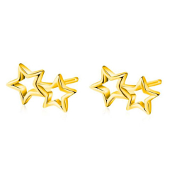 Silver Earrings Two Stars Earrings - 9*5 mm Gold Plated and Rhodium Plated Silver