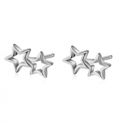 Pendiente Plata Lisa Pendientes 2 Estrellas - 9 * 5 mm
