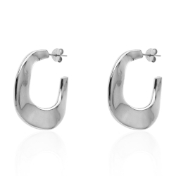 Boucles D'Oreilles Argent Lisse Boucles d'oreilles Anneau - 32 mm