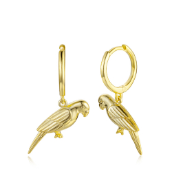 Silver Earrings Parrot Hoop Earrings - 25 mm