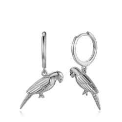 Silver Earrings Parrot Hoop Earrings - 25 mm