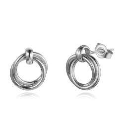 Boucles D'Oreilles Argent Lisse Boucles d'oreilles 2 Anneaux - 15 mm