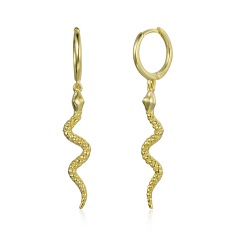 Silver Earrings Snake Hoop Earrings - 38 mm