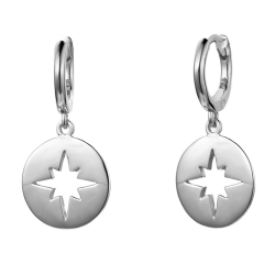 Silver Earrings Earrings - Compass Rose 23mm