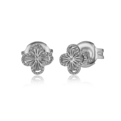 Ohrringe Glattes Silber Ohrring Blumenmotiv - 6 mm